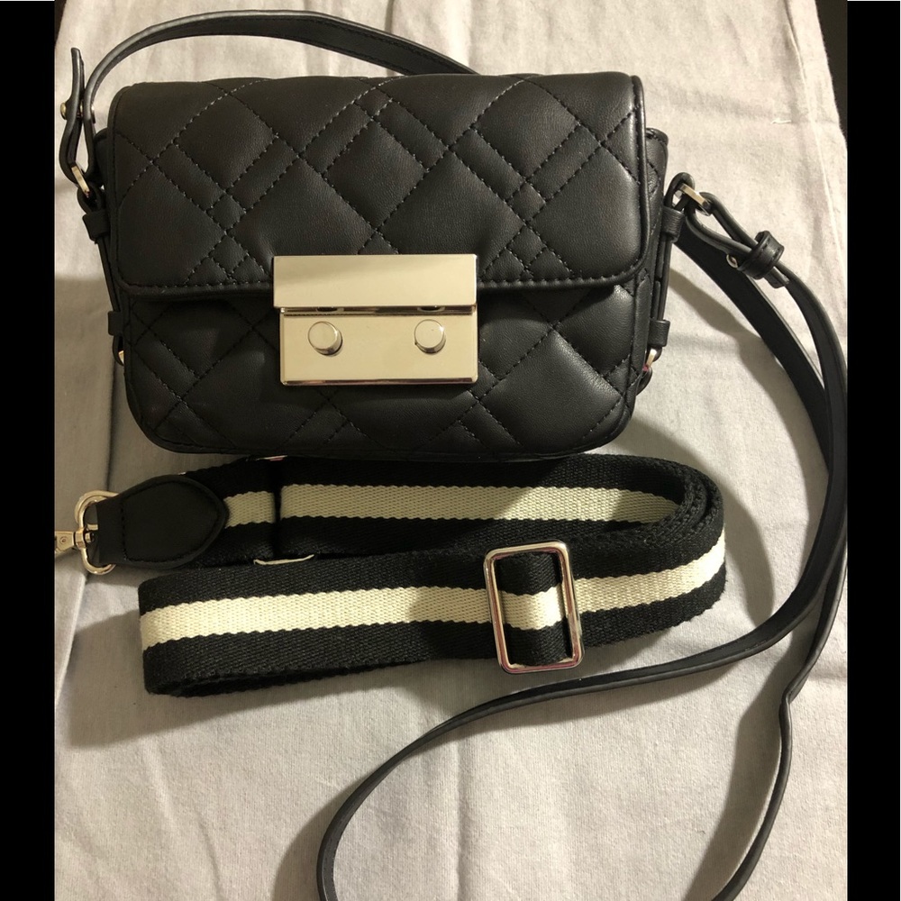 Zara Black quilted crossbody w/2 versatile straps